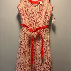 Dressbarn Pink and Red Sleeveless Sundress for Weddings